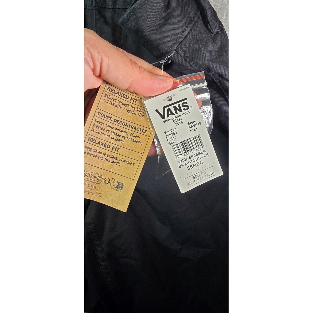 Vans Authentic Chino Relaxed Fit Black Pants VN0A5FJ8BLK Mens 38x32 NWT - Picture 5 of 7